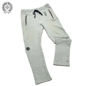 CHROME HEARTS クロムハーツ Y NOT Sweat Pant レザー クロス パッチ ダガージップ スウェットパンツ ボトムス グレー M メンズ