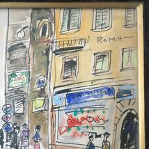 上野春香「ローマの朝」真作 直筆 水彩画 額装 風景画 海外の街並み 絵画 D-25_画像5