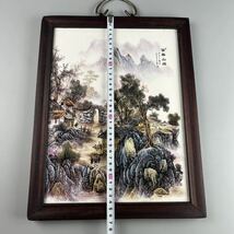 中国 粉彩 陶板 額 中国美術 色絵 陶器 陶板 額 骨董品 美術品 古美術 時代品 古玩_画像8