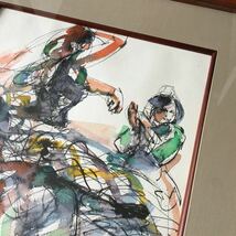 頓宮隆輔 t.tomiya 水彩 真作 ダンス 女性 踊り子 額装 人物画 絵画 モナコ王国国際展グランプリ受賞 Y-75_画像3