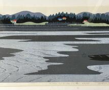 西田忠重「River shallow（川瀬）」63/100 サイン有り 絵画 額装 風景画 Y-38_画像8