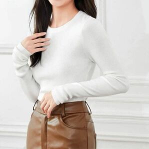 SHEIN ソリッド　ボートネック　セーター　インナー　白　ニット　シーイン