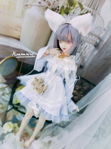 DDdy,DDS◆ドール服,キツネ耳,バッグセット◆ドルフィードリーム [キツネメイドセット ライトブルー] 【Ronronbebe】『難アリ』