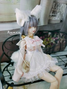 DDdy,DDS◆ドール服,キツネ耳,バッグセット◆ドルフィードリーム [キツネメイドセット ピンク] 【Ronronbebe】