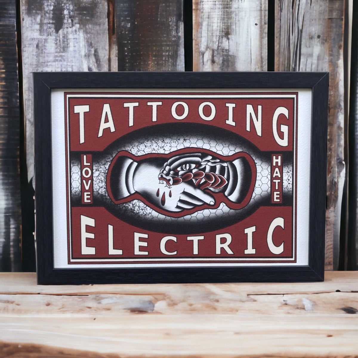 美国传统纹身插画原创设计纹身艺术海报A4尺寸带框室内海报, 手工制品, 内部的, 杂货, 其他的