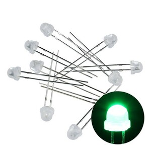 LED 帽子型 4.8mm 緑色 乳白色 1000～1500mcd 517-520nm 3.0-3.2V 500個