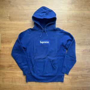 希少 08AW Supreme Box Logo Hooded Sweatshirt Pullover SMALL S BLUE シュプリーム パーカー ボックスロゴ ブルー