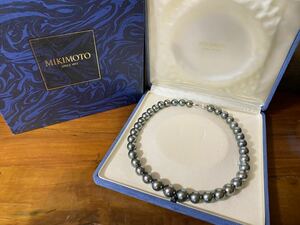 保管品 美品 MIKIMOTO ミキモト ネックレス 黒蝶真珠 パール 11.0-13.5mm K18WG ピーコックグリーン パールネックレス