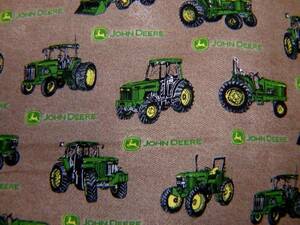 ＵＳＡ生地★ トラクター　JOHN DEERE　茶色