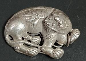 中国清代 古銀 獅子 銀製品 唐物 骨董 古美術品 時代器 古道具 金属工芸