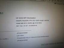 7765★HP Z240 SFF WorkStation　Xeon E3-1225　V5　HDD/無メモリ/4GB BIOS確認_画像2