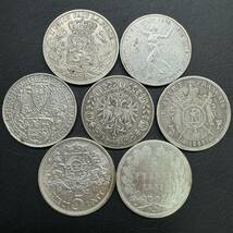 ヨーロッパ　大型銀貨まとめて　7枚　ドイツ　フランス　オーストリア　ベルギー　ラトビア_画像1
