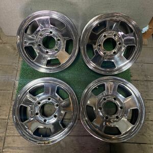 メッキ鉄ホイール スチールホイール15インチ 15×6.5J OFF;+35 PCD;139.7-6H ハブ径;約90mm 傷あり、サビあり 4本