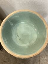 TA★1円～ 骨董品 高麗青磁 陶磁器 伝統陶芸 大型花瓶 花器 壺 ツボ 共箱付き_画像6