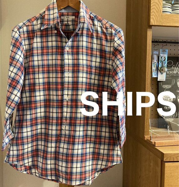 SHIPS シップス チェックシャツ 七分袖