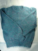 ニット　手編み　セーター　ブルー　_画像2