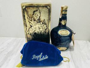 A526 1円～ ROYAL SALUTE 21年 ロイヤルサルート 21年 スコッチ ウイスキー 陶器ボトル ブルー 青 1000ml 箱入 未開封 古酒 約1763g