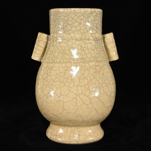 ▽鴻▽宋 哥窯 冰裂紋 貫耳瓶 古陶瓷品 置物 古賞物 中国古玩 中国古美術