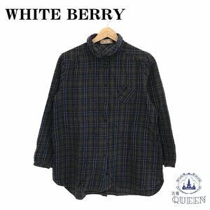 ☆美品☆ WHITE BERRY 長袖 シャツ ネルシャツ 大きいサイズ チェック LL 901-236 送料無料