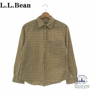 L.L.Bean エルエルビーン 長袖シャツ レディース チェック ベージュ S 901-52 送料無料