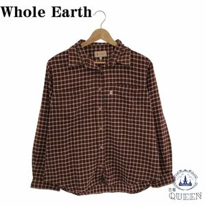 ☆極美品☆ Whole Earth ホールアース 長袖 シャツ レディース チェック レッド L 901-267 送料無料