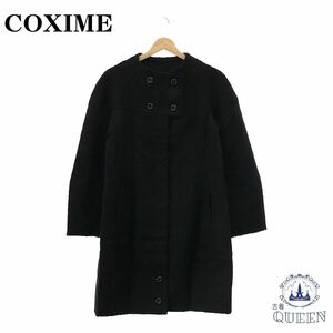 ☆美品☆ COXIME コクシーム アウター コート ロング 長袖 レディース ブラック 38 シルク 901-623 送料無料