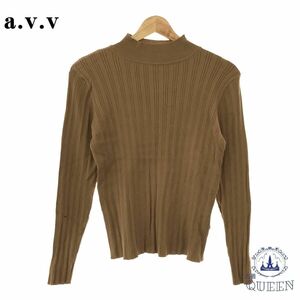 * beautiful goods * a.v.va-veve tops knitted sweater high‐necked long sleeve long stylish lady's Brown M 901-1903 free shipping 
