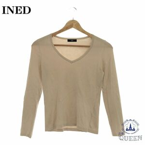 * beautiful goods * INED Ined tops cut and sewn long sleeve stylish lady's beige 9 901-1982 free shipping 