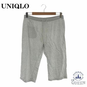 ☆美品☆ UNIQLO ユニクロ カジュアルパンツ ウエスト紐 レディース ボーダー M 901-2759 送料無料 古着