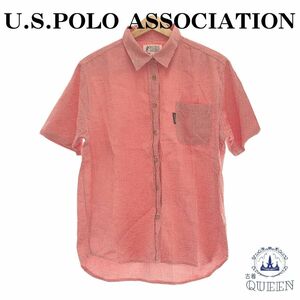 ☆美品☆ U.S.POLO ASSOCIATION ユーエスポロアソシエーション トップス シャツ 半袖 チェック レディース レッド M コットン100% 901-970