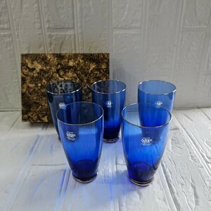 【未使用】ブルーグラス　シュネー　ビアグラス　アダムとイブ　5個セット　食器　ガラス　グラス　 コレクション