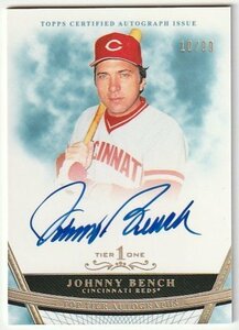 2011 TOPPS TIER ONE Johnny Bench Auto #/99 REDS HOF MLB史上最高の捕手 本塁打王2回 打点王3回