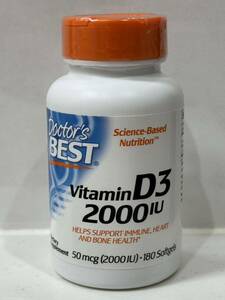 Doctor's Best ドクターズベスト ビタミン D3 2000IU 50mcg 180粒 未開封品 送料無料