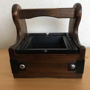 昭和レトロ　木製 煙草盆 灰皿 小物 古民具 鉄器　ソーイングボックス 天然木　美術工芸品
