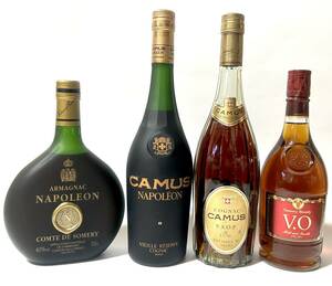 【古酒】ブランデー4本セット CAMUS/カミュ ナポレオン デラックス VSOP サントリー V.O アルマニャック