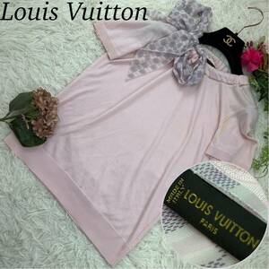 Louis Vuitton ルイヴィトン 半袖 Tシャツ カットソー ピンク M スカーフ付き オシャレ 