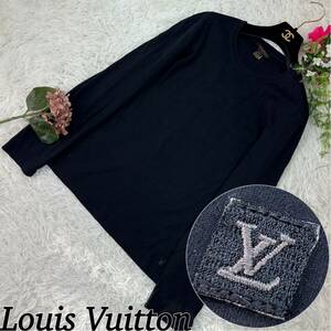 Louis Vuitton ルイヴィトン メンズ 半袖 Tシャツ カットソー ロゴワッペン Ｍサイズ 黒 ブラック 送料無料 人気モデル かっこいい