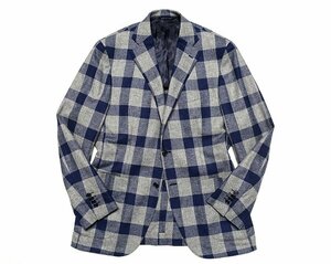  regular price 18 ten thousand super-beauty goods De Petrillotepeto Lilo Posillipo wool silk check flannel tailored jacket navy men's 48