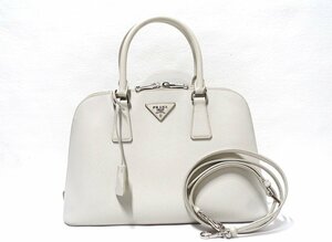 定価21万 美品 PRADA プラダ SAFFIANOLUX 三角ロゴ 2WAY ハンドバッグ 1BA837 サフィアーノ ラクス レザー トライアングルロゴ ショルダー