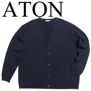 ATON エイトン NATURAL DYE ORGANIC コットン スタンダード カーディガン 06 ネイビー オーバーサイズ ナチュラルダイ オーガニック