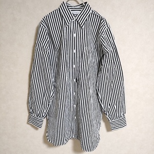 edit.for LuLu オーバーサイズシャツ ストライプ コットンリネン 長袖シャツ ブラック ホワイト エディットフォールル 3-1101M 224278