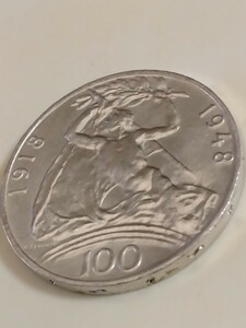 チェコスロバキア 1948 100コルナ銀貨 30th Anniversary of Independence