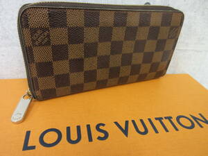 MS 1円～【Louis Vuitton ルイヴィトン ダミエ 長財布】ジッピーウォレット ラウンドファスナー 箱付き ブラウン 横/約20㎝