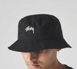 STUSSY/ステューシー/STOCK BUCKET HAT/ストックバケットハット/ブラック/ロゴ刺繍デザイン/ L/XL /ユニセックス