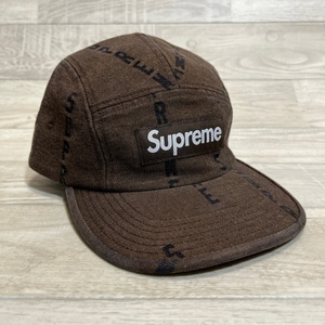 Supreme/シュプリーム/20FW/Logo Stripe Jaquard Denim Camp Cap/ロゴストライプ ジャカードデニム キャンプキャップ/ブラウン/帽子