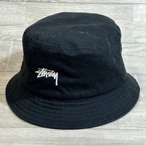 STUSSY/ステューシー/STOCK BUCKET HAT/ストックバケットハット/ブラック/ロゴ刺繍デザイン/ L/XL /ユニセックス_画像2