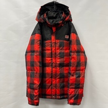 Woolrich/ウールリッチ/リバーシブルチェック切り替えダウンジャケット/着脱式フード/XLサイズ/レッド×ブラック_画像1