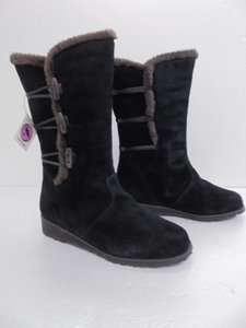 [KCM]jsu-1-24.5* exhibition goods *[Hush Puppies/ is shupapi-] lady's suede boots reverse side boa is . water black 24.5cm EEE