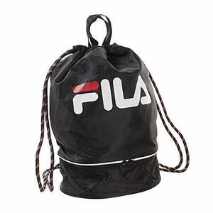 【KCM】Z-bag-193★展示品★【FILA/フィラ】ジュニア　水泳　スイミング　プールバッグ　2重底　2ルームタイプ　129-539　ブラック