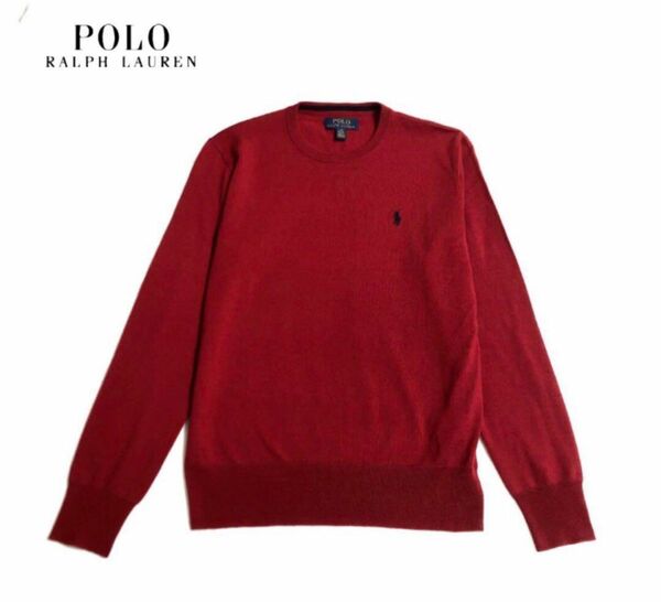 RALPH LAUREN ラルフローレン　ウール　ニット　クルーネック　レッド　